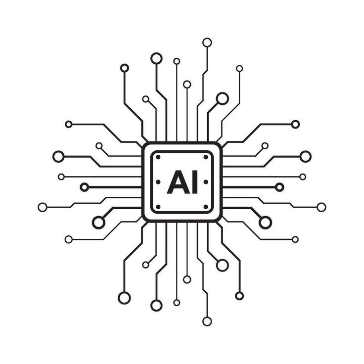 Circuit-board illustration of an AI chip, representing generative AI and retrieval systems